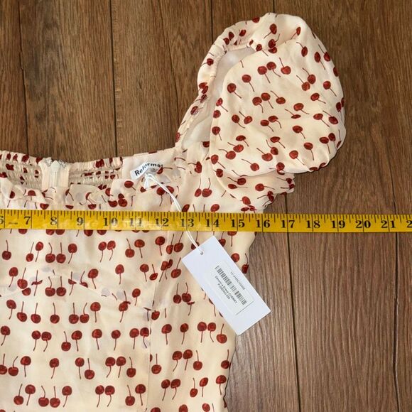 NWT Reformation x Anthropologie Womens Cherry Davonne Mini Dress Cream Sz 8 - Picture 14 of 16